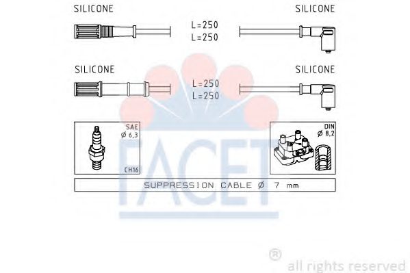 FACET 4.7170 Комплект проводов зажигания 169 A4. 000 для FIAT 500 C (Фиат 500 c) FACET 4.7170 Комплект проводов зажигания 169 A4. 000 для FIAT 500 C (Фиат 500 c)