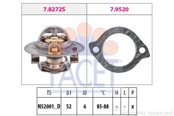 FACET 7.8272 Термостат, охлаждающая жидкость B1 для MAZDA 323 III (Мазда 323 3) FACET 7.8272 Термостат, охлаждающая жидкость B1 для MAZDA 323 III (Мазда 323 3)