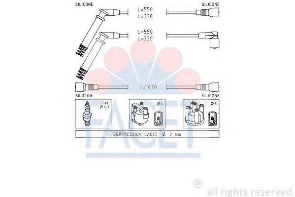 FACET 4.8689 Комплект проводов зажигания E 18 NV для OPEL OMEGA A (Опель Омэга а) FACET 4.8689 Комплект проводов зажигания E 18 NV для OPEL OMEGA A (Опель Омэга а)
