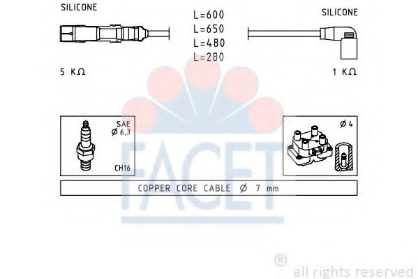 FACET 4.9484 Комплект проводов зажигания AEH для AUDI A3 (Ауди А3) FACET 4.9484 Комплект проводов зажигания AEH для AUDI A3 (Ауди А3)