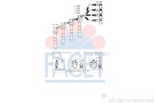 FACET 4.8671 Комплект проводов зажигания SR20DI для NISSAN PRIMERA (Ниссан Примера) FACET 4.8671 Комплект проводов зажигания SR20DI для NISSAN PRIMERA (Ниссан Примера)