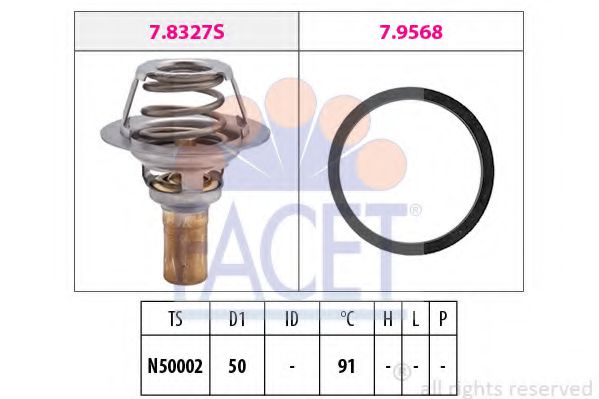 FACET 7.8327 Термостат, охлаждающая жидкость E7J 720 для RENAULT CLIO I (Рено Cлио и) FACET 7.8327 Термостат, охлаждающая жидкость E7J 720 для RENAULT CLIO I (Рено Cлио и)