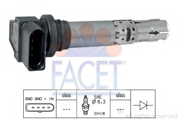 FACET 9.6374 Катушка зажигания CAXA для VOLKSWAGEN GOLF IV (Фольксваген Гольф 4) FACET 9.6374 Катушка зажигания CAXA для VOLKSWAGEN GOLF IV (Фольксваген Гольф 4)