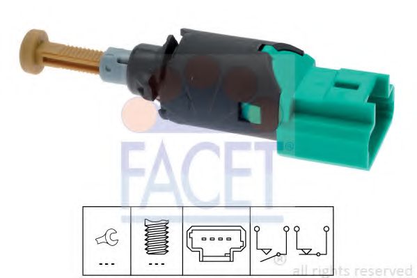 FACET 7.1213 Выключатель фонаря сигнала торможения RHH для PEUGEOT 207 (Пежо 207) FACET 7.1213 Выключатель фонаря сигнала торможения RHH для PEUGEOT 207 (Пежо 207)