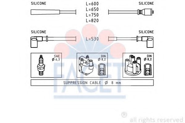 FACET 4.9078 Комплект проводов зажигания NEP для FORD GRANADA I (Форд Гранада и) FACET 4.9078 Комплект проводов зажигания NEP для FORD GRANADA I (Форд Гранада и)