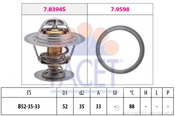 FACET 7.8394 Термостат, охлаждающая жидкость RFA для FORD FIESTA (Форд Фиэста) FACET 7.8394 Термостат, охлаждающая жидкость RFA для FORD FIESTA (Форд Фиэста)