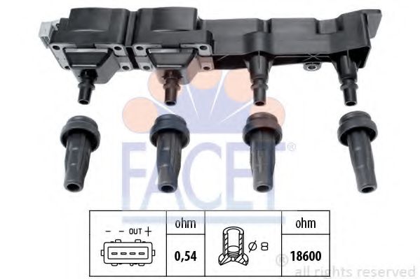 FACET 9.6307 Катушка зажигания NFU (TU5JP4) для PEUGEOT 207 (Пежо 207) FACET 9.6307 Катушка зажигания NFU (TU5JP4) для PEUGEOT 207 (Пежо 207)