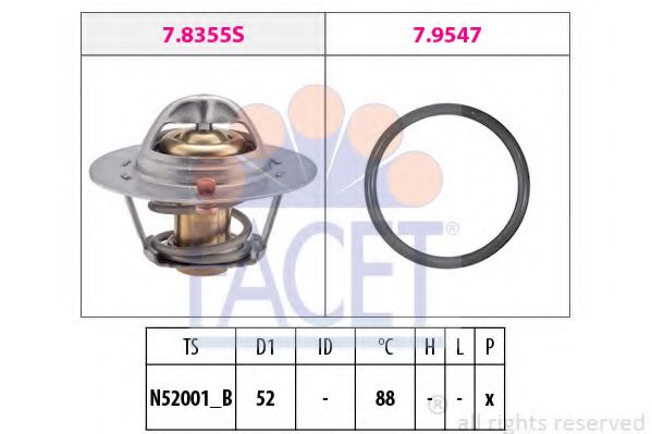 FACET 7.8355 Термостат, охлаждающая жидкость 7M-GE для TOYOTA (Тойота/тоета) FACET 7.8355 Термостат, охлаждающая жидкость 7M-GE для TOYOTA (Тойота/тоета)