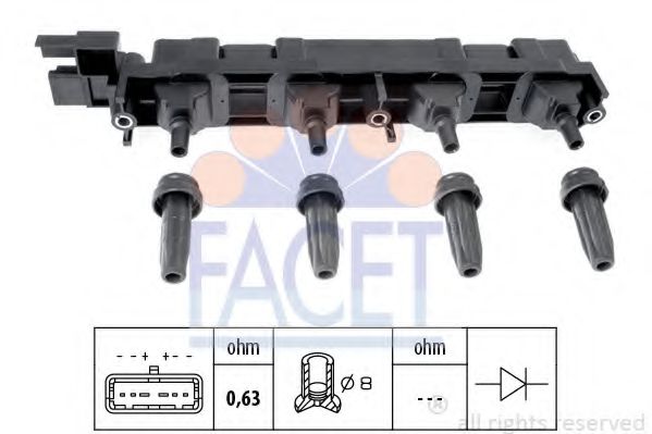 FACET 9.6409 Катушка зажигания 3FZ (EW12J4) для PEUGEOT 407 (Пежо 407) FACET 9.6409 Катушка зажигания 3FZ (EW12J4) для PEUGEOT 407 (Пежо 407)