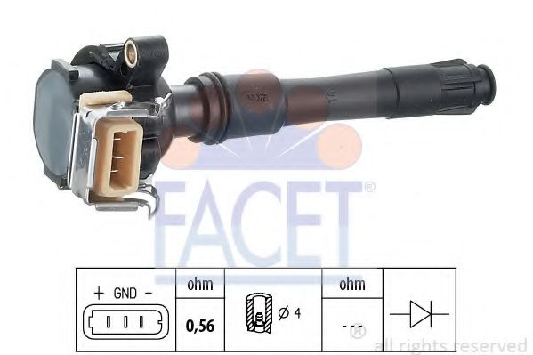 FACET 9.6313 Катушка зажигания для правостороннего расположения руля для BMW (Бмв) FACET 9.6313 Катушка зажигания для правостороннего расположения руля для BMW (Бмв)