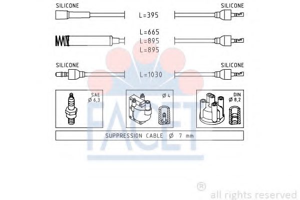 FACET 4.8555 Комплект проводов зажигания E 18 NVR для OPEL OMEGA A (Опель Омэга а) FACET 4.8555 Комплект проводов зажигания E 18 NVR для OPEL OMEGA A (Опель Омэга а)