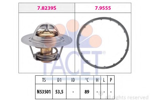 FACET 7.8291 Термостат, охлаждающая жидкость F3P 670 для RENAULT (Рено) FACET 7.8291 Термостат, охлаждающая жидкость F3P 670 для RENAULT (Рено)