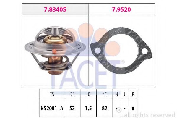 FACET 7.8331 Термостат, охлаждающая жидкость FE (12V) для KIA MENTOR (Киа Мэнтор) FACET 7.8331 Термостат, охлаждающая жидкость FE (12V) для KIA MENTOR (Киа Мэнтор)