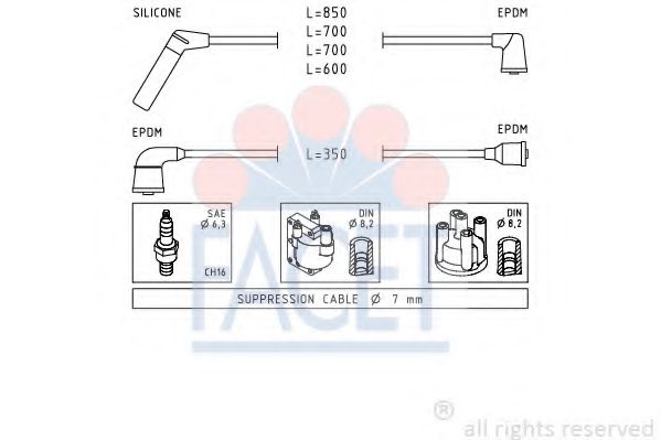 FACET 4.9407 Комплект проводов зажигания 4G16 для MITSUBISHI COLT/RODEO (Митсубиши/митсубиси Cолт/родэо) FACET 4.9407 Комплект проводов зажигания 4G16 для MITSUBISHI COLT/RODEO (Митсубиши/митсубиси Cолт/родэо)