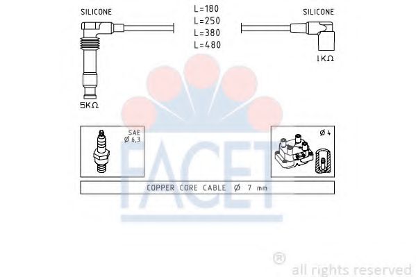 FACET 4.9677 Комплект проводов зажигания T18SED для DAEWOO NUBIRA (Дэу Нубира) FACET 4.9677 Комплект проводов зажигания T18SED для DAEWOO NUBIRA (Дэу Нубира)