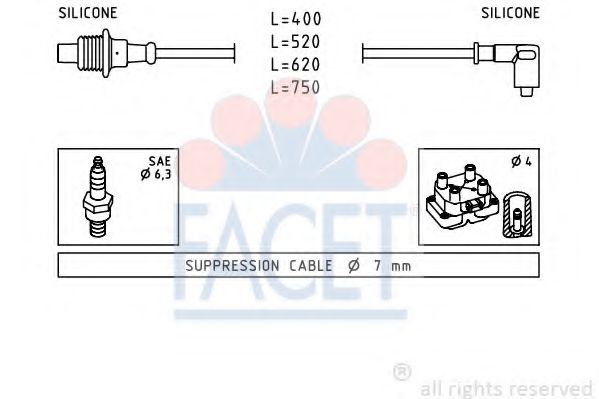 FACET 4.8674 Комплект проводов зажигания BDZ (XU5M) для CITROËN JUMPER (CитроËн Жумпэр) FACET 4.8674 Комплект проводов зажигания BDZ (XU5M) для CITROËN JUMPER (CитроËн Жумпэр)