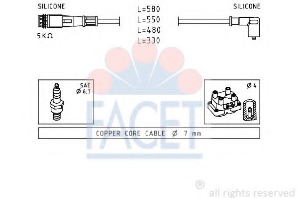 FACET 4.9363 Комплект проводов зажигания 182 A5. 000 для LANCIA Y (Лансиа/лянча Ъ) FACET 4.9363 Комплект проводов зажигания 182 A5. 000 для LANCIA Y (Лансиа/лянча Ъ)