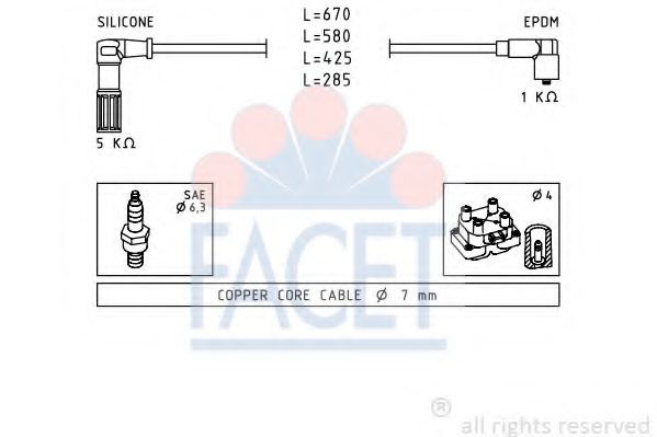 FACET 4.8655 Комплект проводов зажигания 836 A4. 000 для FIAT TEMPRA (Фиат Тэмпра) FACET 4.8655 Комплект проводов зажигания 836 A4. 000 для FIAT TEMPRA (Фиат Тэмпра)