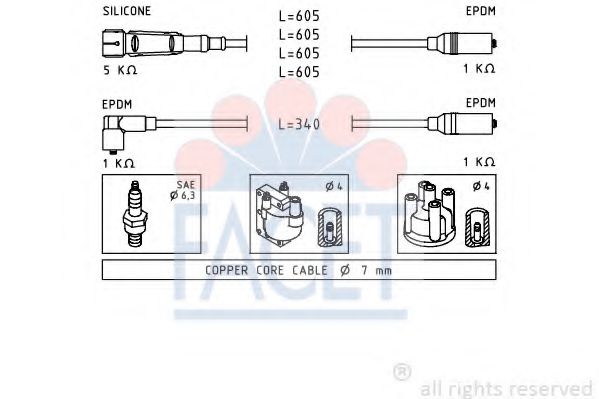 FACET 4.8768 Комплект проводов зажигания EP для AUDI 90 (Ауди 90) FACET 4.8768 Комплект проводов зажигания EP для AUDI 90 (Ауди 90)
