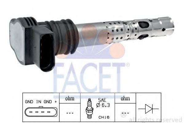 FACET 9.6329 Катушка зажигания AWT для AUDI TT (Ауди Тт) FACET 9.6329 Катушка зажигания AWT для AUDI TT (Ауди Тт)