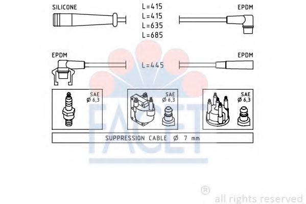 FACET 4.8801 Комплект проводов зажигания E7J 720 для RENAULT MEGANE I (Рено Меган 1) FACET 4.8801 Комплект проводов зажигания E7J 720 для RENAULT MEGANE I (Рено Меган 1)