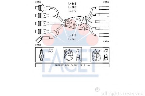FACET 4.8491 Комплект проводов зажигания B6D (XU5JA) для PEUGEOT 205 I (Пежо 205 и) FACET 4.8491 Комплект проводов зажигания B6D (XU5JA) для PEUGEOT 205 I (Пежо 205 и)