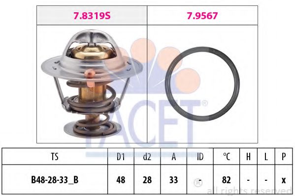FACET 7.8319 Термостат, охлаждающая жидкость 2E-E для TOYOTA HIACE II (Тойота/тоета Хиаcэ 2) FACET 7.8319 Термостат, охлаждающая жидкость 2E-E для TOYOTA HIACE II (Тойота/тоета Хиаcэ 2)