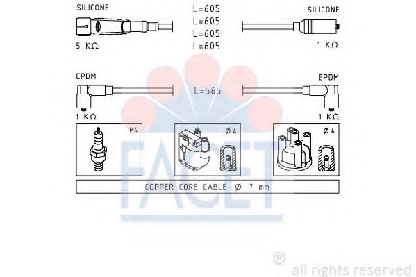 FACET 4.8725 Комплект проводов зажигания PN для VOLKSWAGEN CADDY I (Фольксваген Cаддъ и) FACET 4.8725 Комплект проводов зажигания PN для VOLKSWAGEN CADDY I (Фольксваген Cаддъ и)