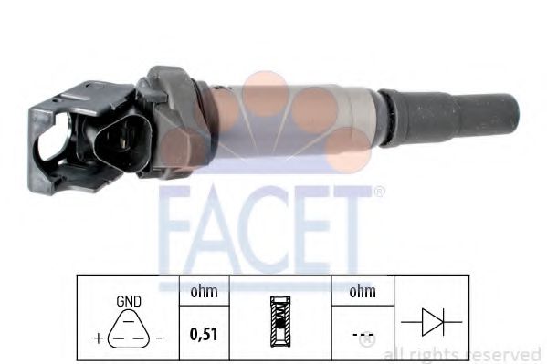 FACET 9.6375 Катушка зажигания 5FS (EP6C) для BMW (Бмв) FACET 9.6375 Катушка зажигания 5FS (EP6C) для BMW (Бмв)