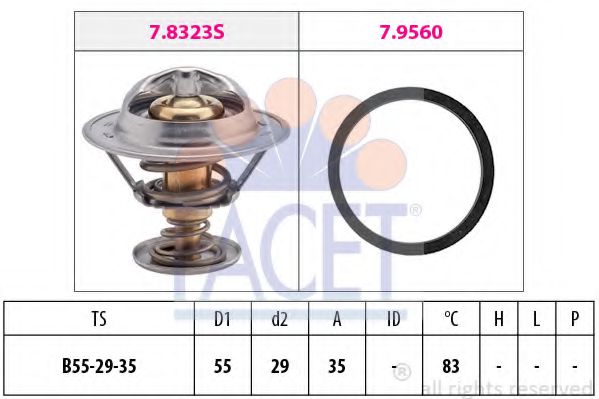 FACET 7.8323 Термостат, охлаждающая жидкость A8A (XUD7TE) для FIAT (Фиат) FACET 7.8323 Термостат, охлаждающая жидкость A8A (XUD7TE) для FIAT (Фиат)