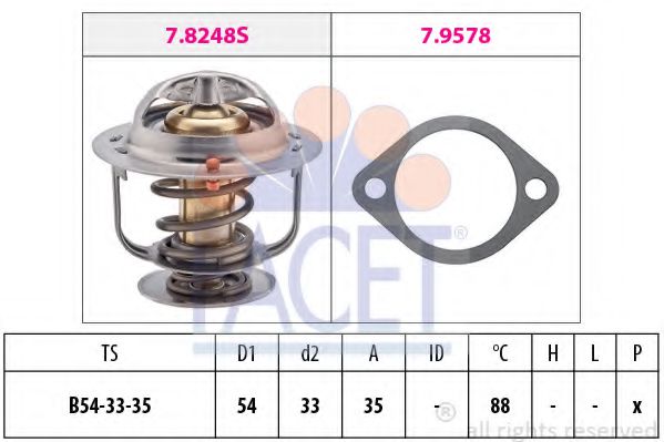 FACET 7.8248 Термостат, охлаждающая жидкость G4EH для HYUNDAI EXCEL (Хендай Эxcэл) FACET 7.8248 Термостат, охлаждающая жидкость G4EH для HYUNDAI EXCEL (Хендай Эxcэл)