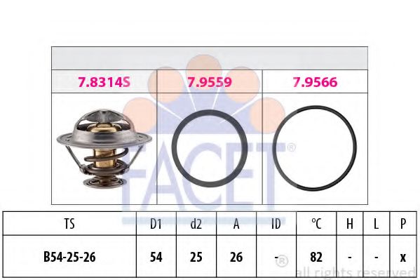 FACET 7.8314 Термостат, охлаждающая жидкость 8140. 27 для FIAT (Фиат) FACET 7.8314 Термостат, охлаждающая жидкость 8140. 27 для FIAT (Фиат)