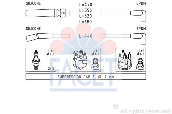 FACET 4.9433 Комплект проводов зажигания A15MF для DAEWOO ESPERO (Дэу Эсперо) FACET 4.9433 Комплект проводов зажигания A15MF для DAEWOO ESPERO (Дэу Эсперо)