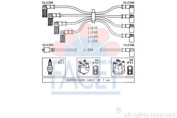FACET 4.8808 Комплект проводов зажигания 160 A1. 048 для FIAT TEMPRA (Фиат Тэмпра) FACET 4.8808 Комплект проводов зажигания 160 A1. 048 для FIAT TEMPRA (Фиат Тэмпра)