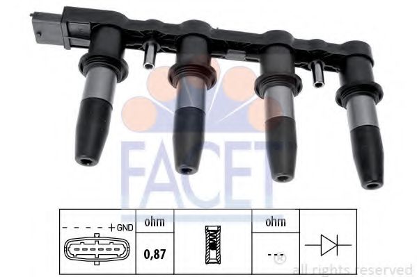 FACET 9.6350 Катушка зажигания Z 16 XER для OPEL ZAFIRA B (Опель Зафира б) FACET 9.6350 Катушка зажигания Z 16 XER для OPEL ZAFIRA B (Опель Зафира б)