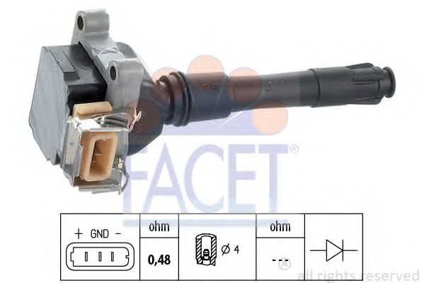 FACET 9.6312 Катушка зажигания вкл. штепсельная вилка свечи зажигания для BMW 7 (Бмв 7) FACET 9.6312 Катушка зажигания вкл. штепсельная вилка свечи зажигания для BMW 7 (Бмв 7)