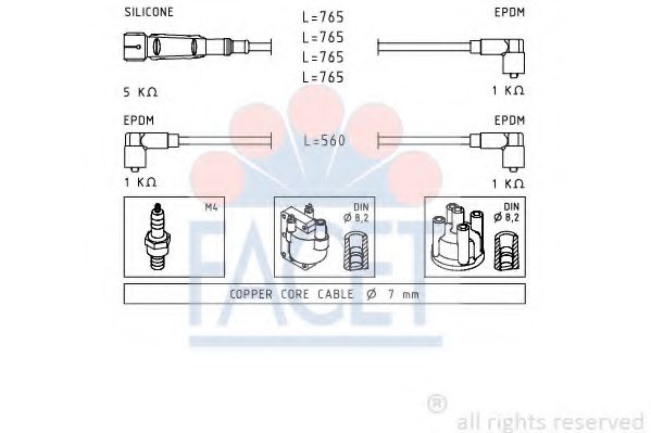 FACET 4.8727 Комплект проводов зажигания HK для VOLKSWAGEN CADDY I (Фольксваген Cаддъ и) FACET 4.8727 Комплект проводов зажигания HK для VOLKSWAGEN CADDY I (Фольксваген Cаддъ и)