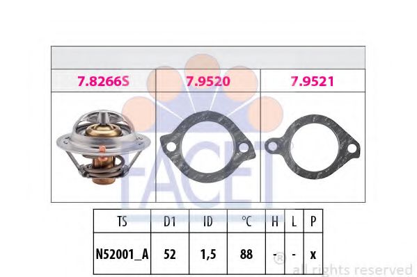 FACET 7.8384 Термостат, охлаждающая жидкость F6 для MAZDA 626 II (Мазда 626 2) FACET 7.8384 Термостат, охлаждающая жидкость F6 для MAZDA 626 II (Мазда 626 2)