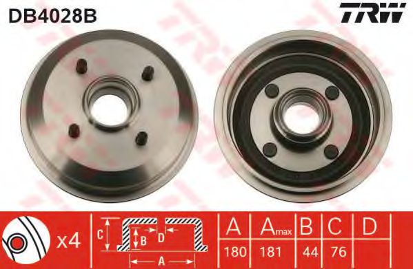 TRW DB4028B Тормозной барабан для FORD FIESTA (Форд Фиэста) TRW DB4028B Тормозной барабан для FORD FIESTA (Форд Фиэста)