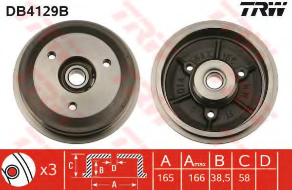 TRW DB4129B Тормозной барабан для CITROËN CHANSON (CитроËн Чансон) TRW DB4129B Тормозной барабан для CITROËN CHANSON (CитроËн Чансон)