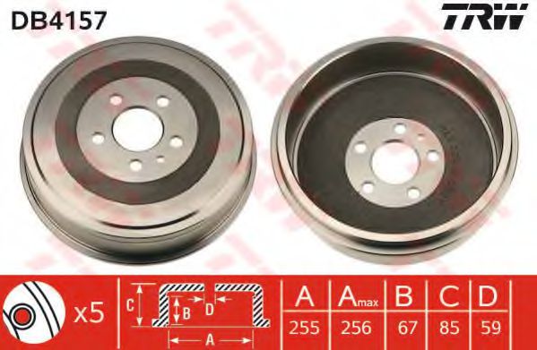 TRW DB4157 Тормозной барабан для CITROËN SYNERGIE (CитроËн Сънэргиэ) TRW DB4157 Тормозной барабан для CITROËN SYNERGIE (CитроËн Сънэргиэ)