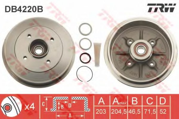 TRW DB4220B Тормозной барабан для CITROËN CHANSON (CитроËн Чансон) TRW DB4220B Тормозной барабан для CITROËN CHANSON (CитроËн Чансон)