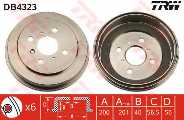 TRW DB4323 Тормозной барабан для DAIHATSU APPLAUSE (Дайхатсу Апплаусэ) TRW DB4323 Тормозной барабан для DAIHATSU APPLAUSE (Дайхатсу Апплаусэ)