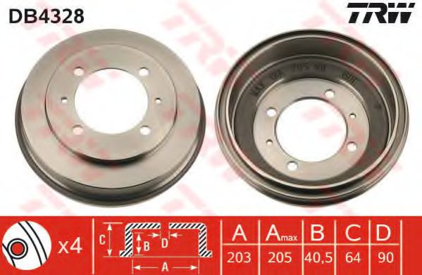 TRW DB4328 Тормозной барабан для MITSUBISHI (Митсубиши/митсубиси) TRW DB4328 Тормозной барабан для MITSUBISHI (Митсубиши/митсубиси)