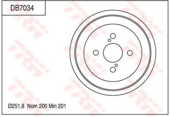 TRW DB7034 Тормозной барабан для TOYOTA (FAW) VIOS (Тойота/тоета (фав) Vиос) TRW DB7034 Тормозной барабан для TOYOTA (FAW) VIOS (Тойота/тоета (фав) Vиос)
