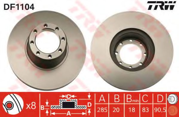 TRW DF1104 Тормозной диск для FIAT (Фиат) TRW DF1104 Тормозной диск для FIAT (Фиат)