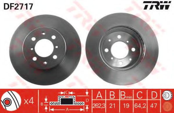 TRW DF2717 Тормозной диск для ROVER 400 (Ровер 400) TRW DF2717 Тормозной диск для ROVER 400 (Ровер 400)