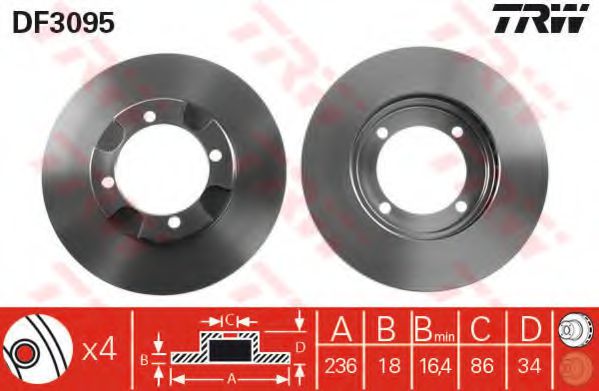 TRW DF3095 Тормозной диск для MITSUBISHI MIRAGE III (Митсубиши/митсубиси Мирагэ 3) TRW DF3095 Тормозной диск для MITSUBISHI MIRAGE III (Митсубиши/митсубиси Мирагэ 3)