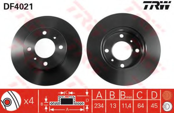TRW DF4021 Тормозной диск для MITSUBISHI MIRAGE (Митсубиши/митсубиси Мирагэ) TRW DF4021 Тормозной диск для MITSUBISHI MIRAGE (Митсубиши/митсубиси Мирагэ)