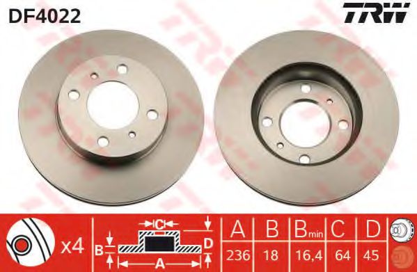 TRW DF4022 Тормозной диск для MITSUBISHI MIRAGE (Митсубиши/митсубиси Мирагэ) TRW DF4022 Тормозной диск для MITSUBISHI MIRAGE (Митсубиши/митсубиси Мирагэ)